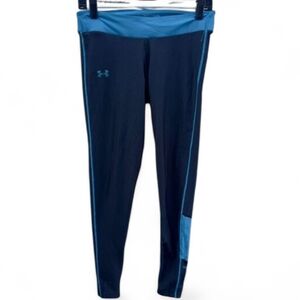 Under Armour Compression Leggings Womens Large Blue Athletic Workout Pants